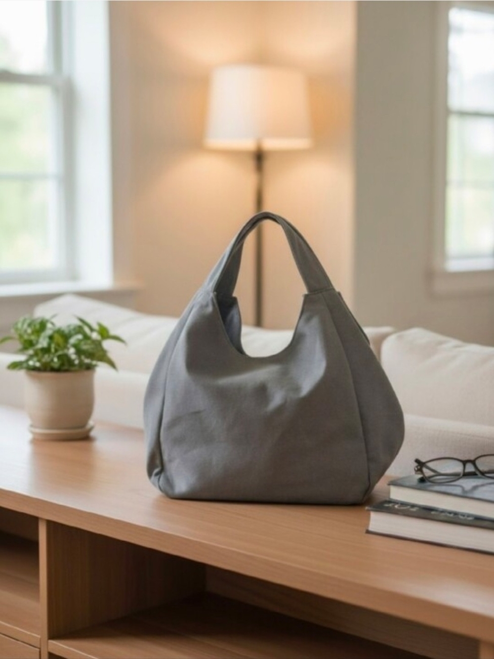 Gray Everyday Hobo Tote Bag